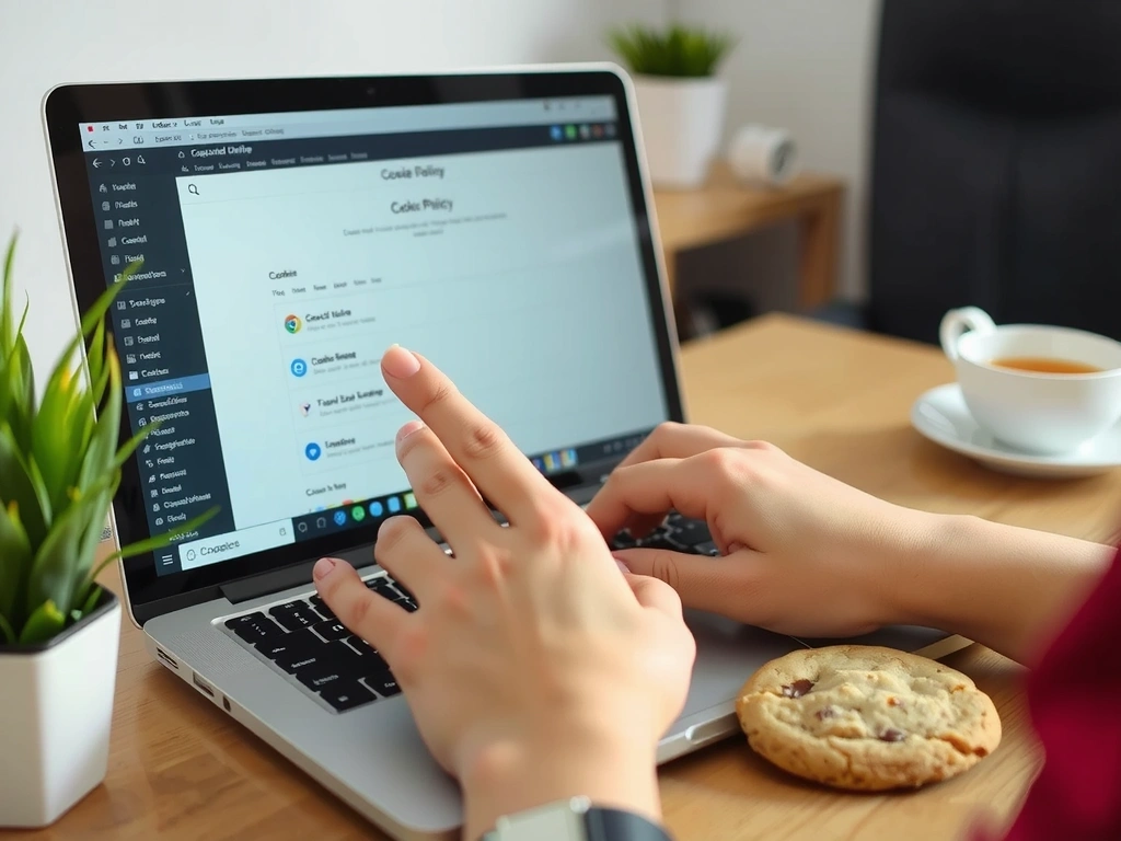 Eine Person klickt auf Cookie-Einstellungen auf einem Laptop-Bildschirm.