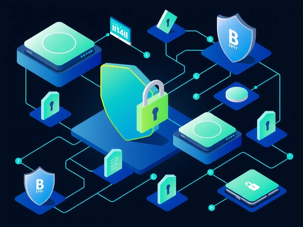 Cyber security illustration with layered digital protection